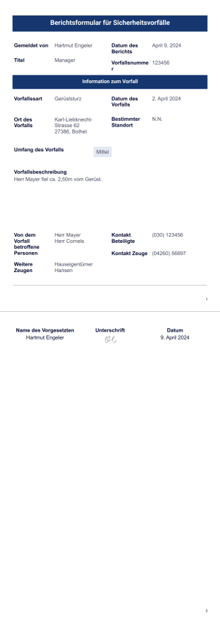 Bericht über einen Sicherheitsvorfall PDF-Vorlage