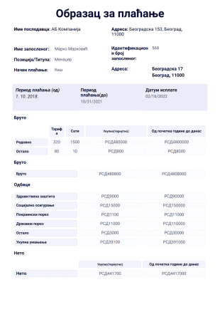 Бесплатни Попуњиви PDF Шаблон за Плаћање - PDF Шаблони