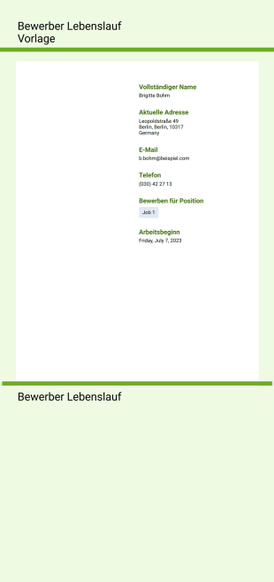 Bewerber Lebenslauf Vorlage - PDF Templates
