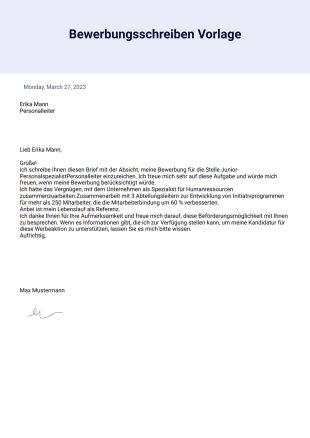 Bewerbungsschreiben Vorlage - PDF-Vorlagen