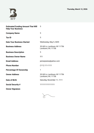 BFP Doc PDF Template