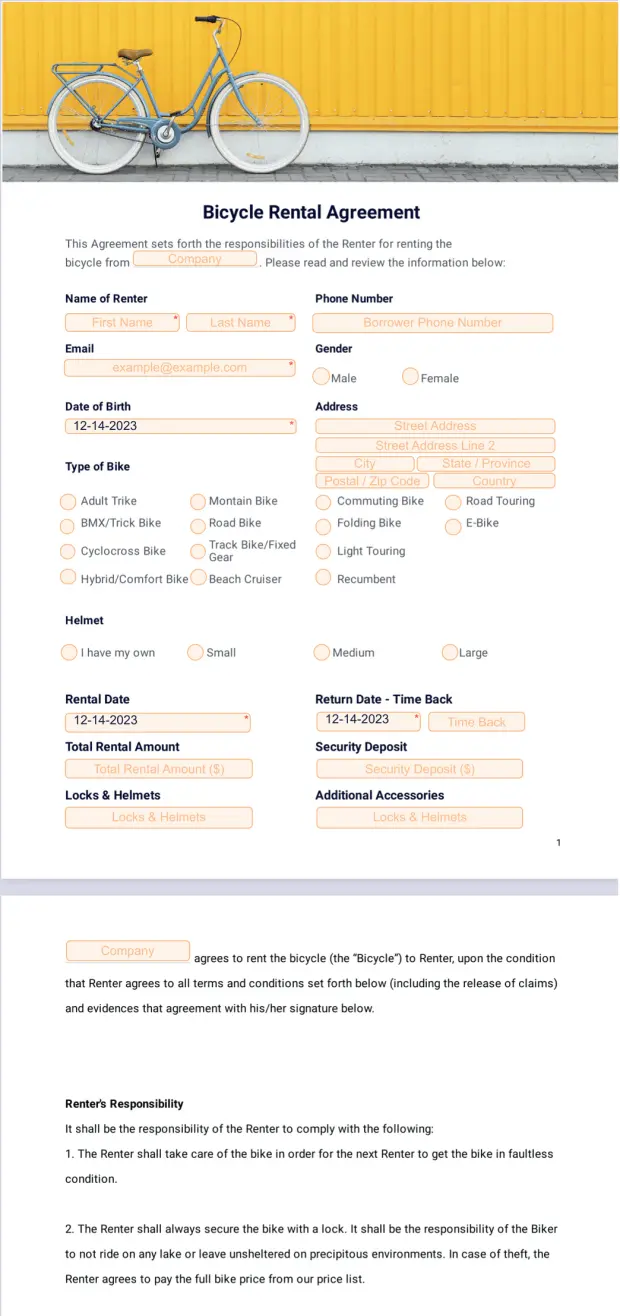Bicycle Rental Agreement