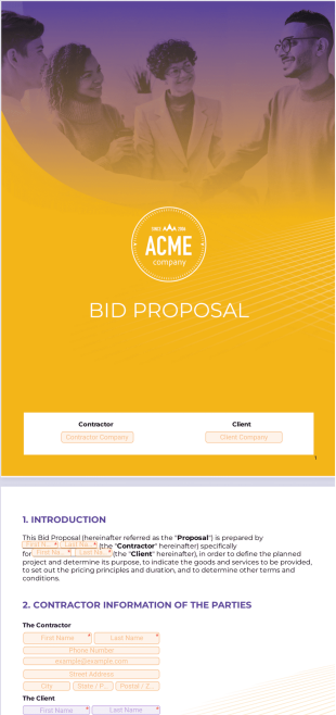 Bid Proposal Template - Sign Templates