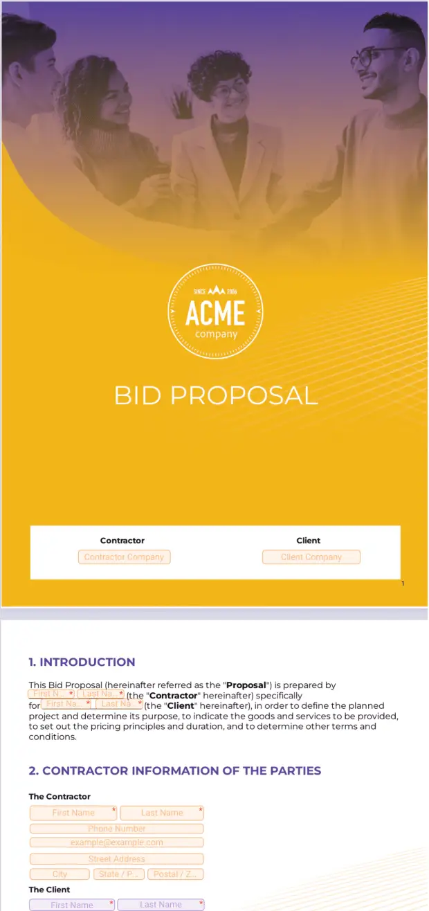 Bid Proposal Template - PDF Templates | Jotform
