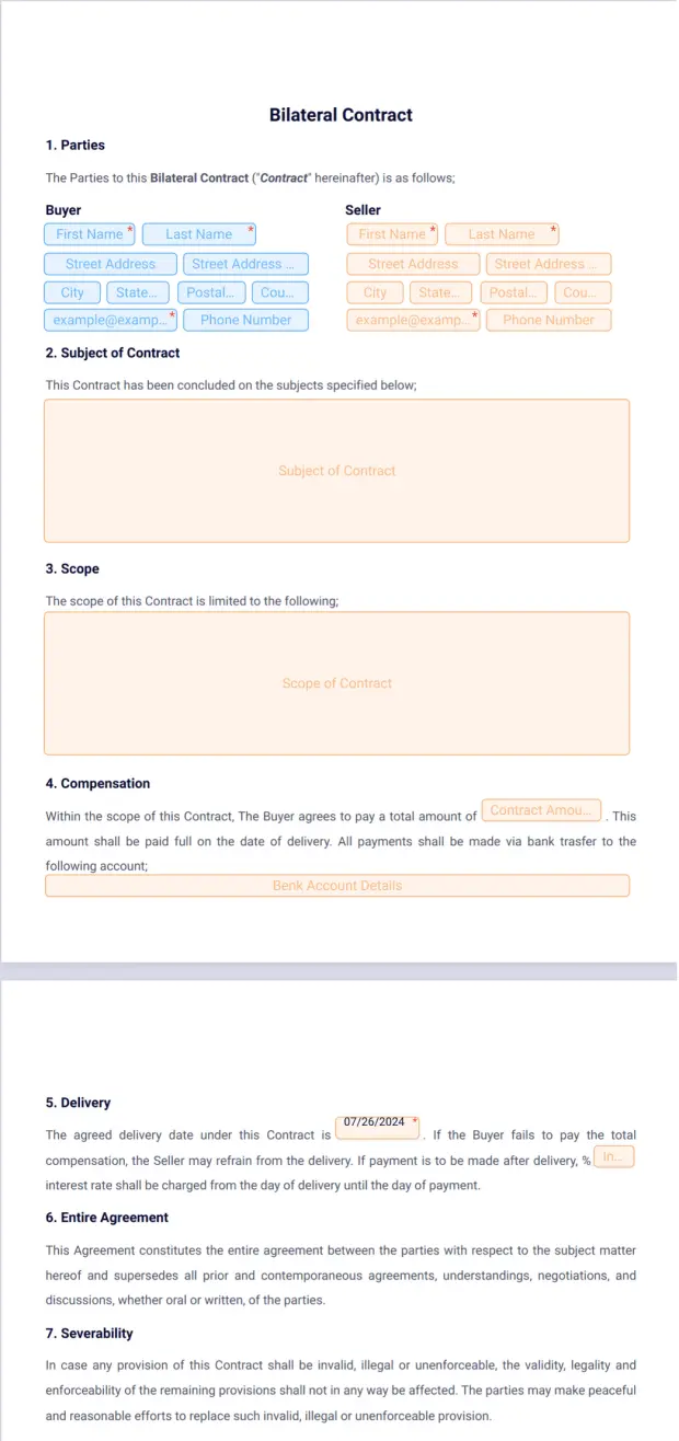 Bilateral Contract Template