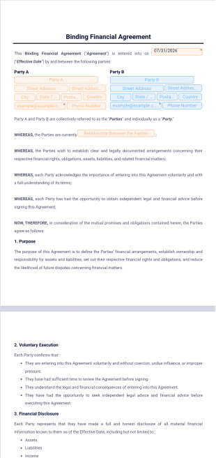 Binding Financial Agreement Template - PDF Templates