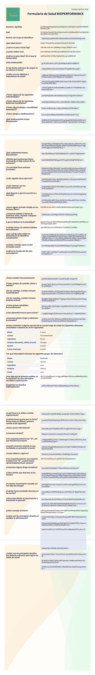 Bioperformance Plantilla PDF
