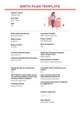 Birth Plan Template - PDF Templates