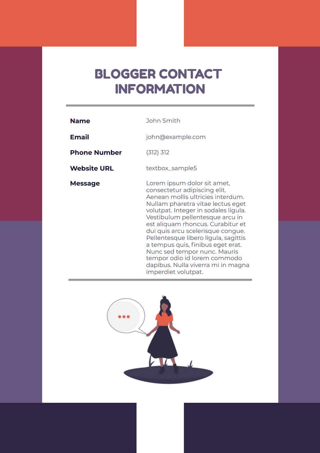 Blog Page Example.pdf Blogger Information Template - PDF Templates | Jotform