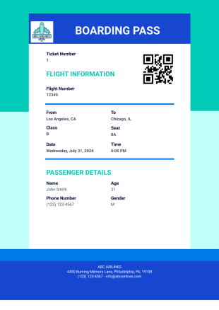 Boarding Pass Template - PDF Templates