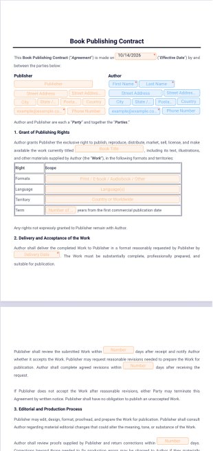 Book Publishing Contract Template - PDF Templates