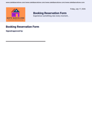Booking Reservation Form PDF Template