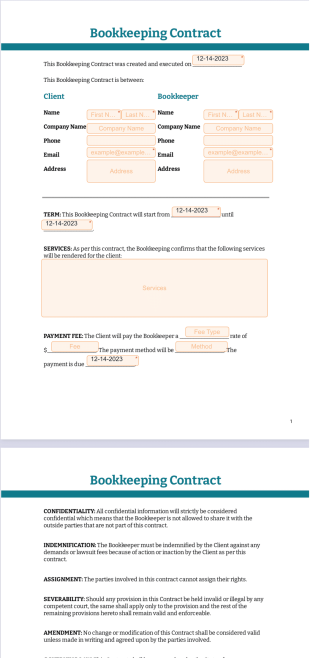 Bookkeeping Contract PDF Template