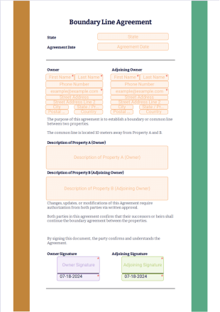 Boundary Line Agreement PDF Template