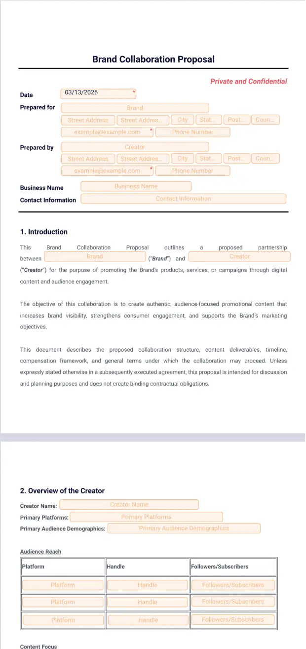 Brand Collaboration Proposal Template PDF Templates Jotform