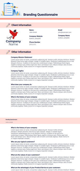 Branding Questionnaire PDF Template