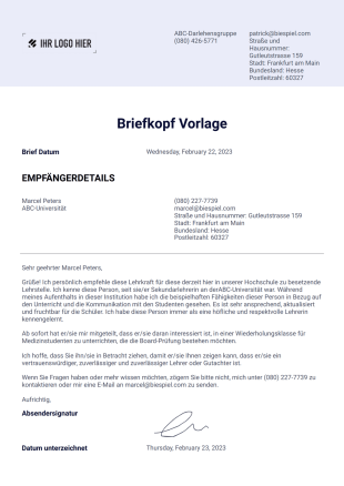 Briefkopf Vorlage - PDF Templates