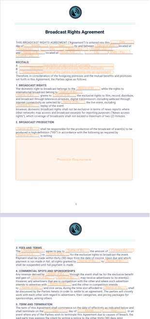 Broadcast Rights Agreement PDF Template