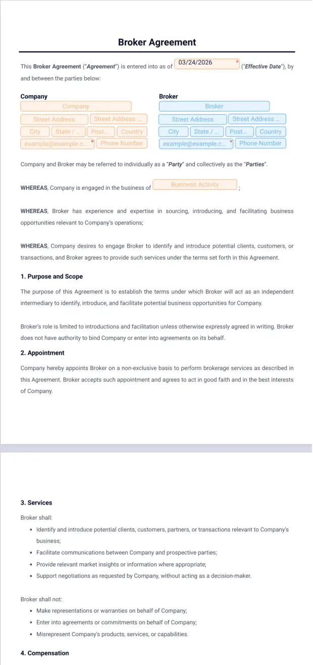 Broker Agreement Template