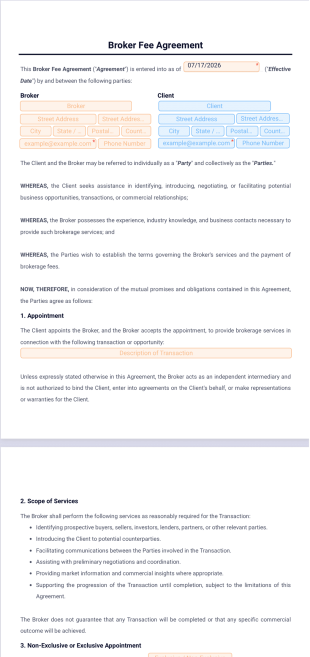 Broker Fee Agreement Template - PDF Templates