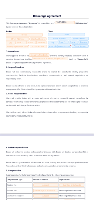 Brokerage Agreement Template - PDF Templates