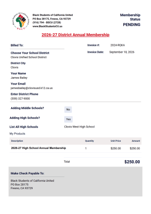 BSCU Membership Invoice Template - PDF Templates