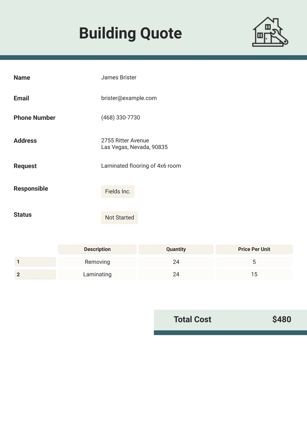 Building Quote Template - PDF Templates | Jotform
