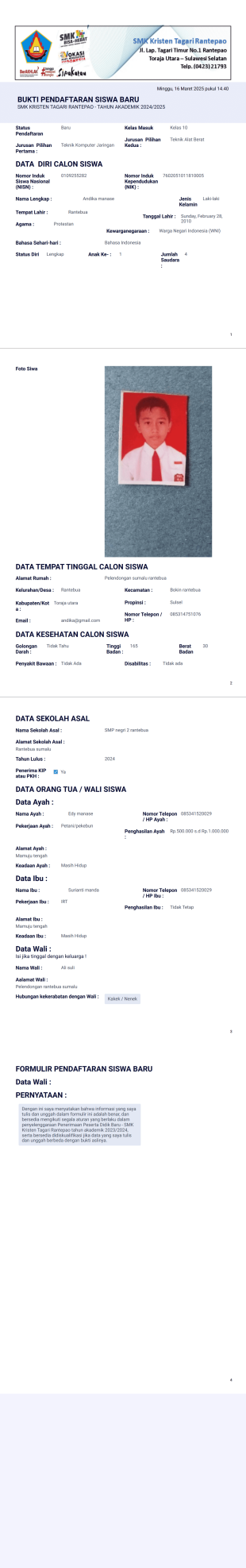 Bukti Pendaftaran Online Template PDF