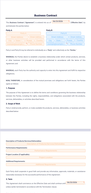 Business Contract Template - PDF Templates