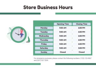 Business Hours Template - PDF Templates