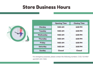Business Hours Template - PDF Templates