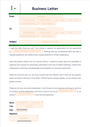 Business Letter Template - PDF Templates