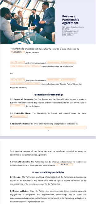Business Partnership Agreement - Sign Templates