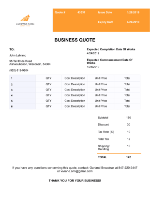 Business Quote Template - PDF Templates