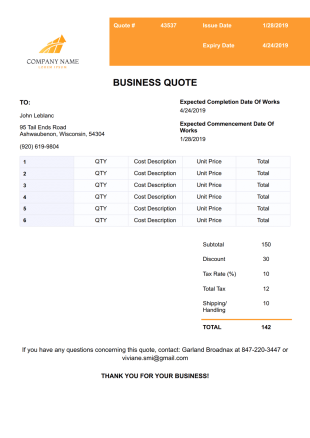 Business Quote Template - PDF Templates