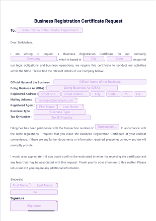 Business Registration Certificate - PDF Templates