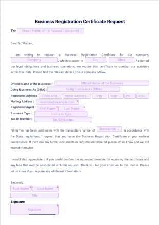 Business Registration Certificate PDF Template