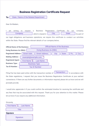 Business Registration Certificate PDF Template