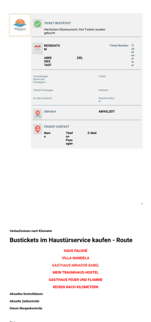 Busreise Ticketvorlage - PDF Templates