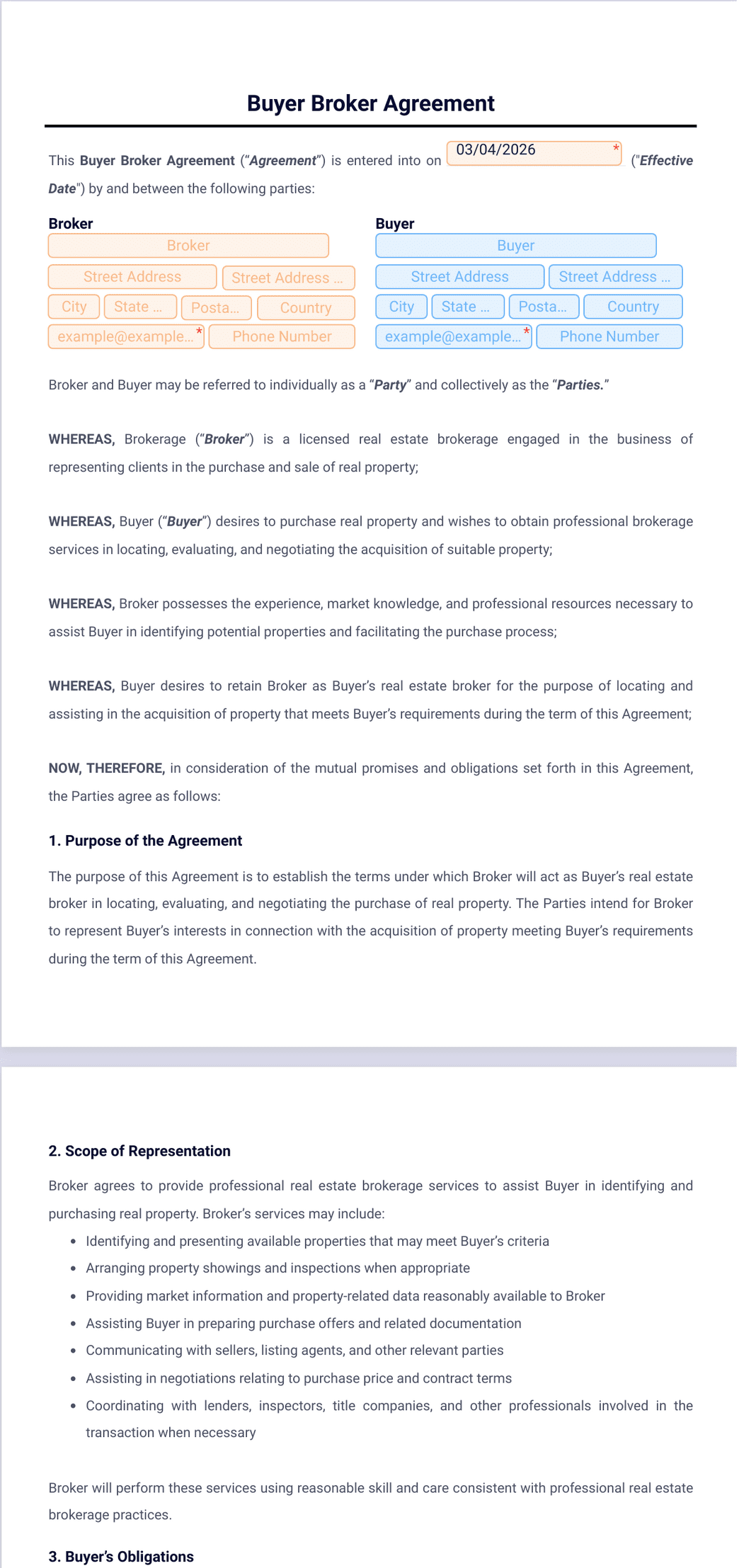 Buyer Broker Agreement Template - PDF Templates | Jotform