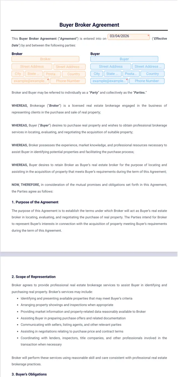 Buyer Broker Agreement Template