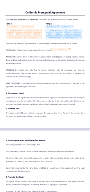 California Prenuptial Agreement Template - PDF Templates