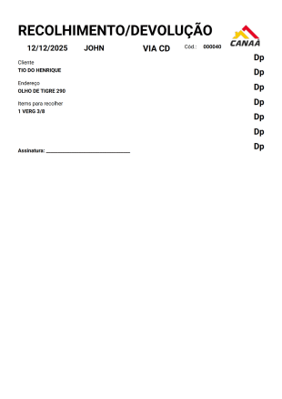 canaa recolhimento - PDF Templates