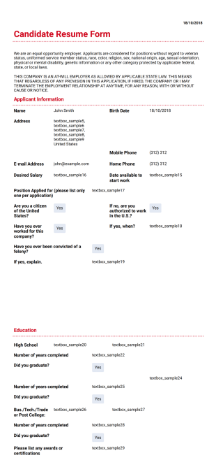Candidate Resume Template - PDF Templates