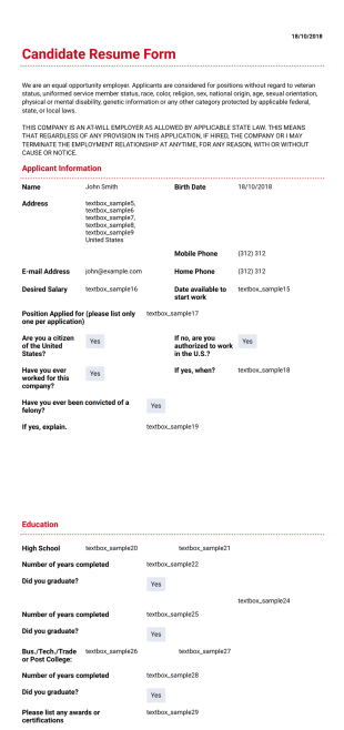 Candidate Resume Template - PDF Templates