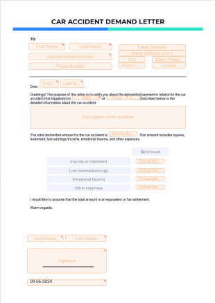 Car Accident Demand Letter - PDF Templates