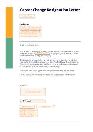 Career Change Resignation Letter PDF Template