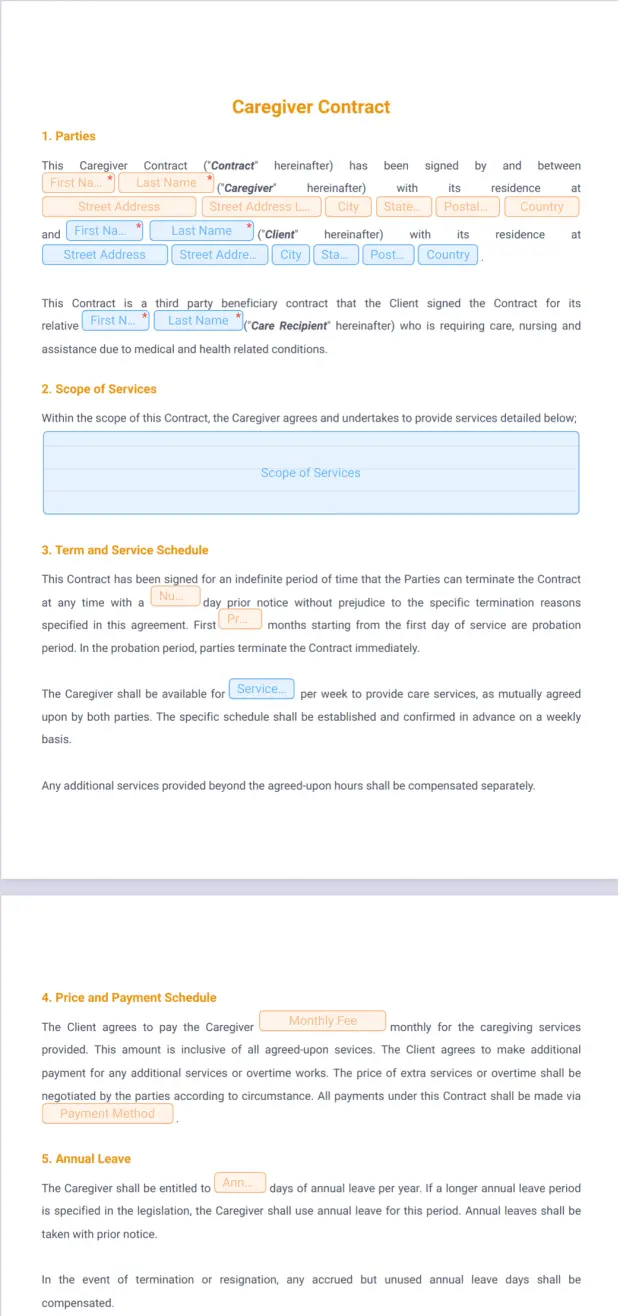 Caregiver Contract