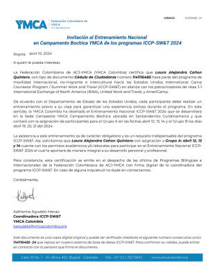 Carta De Invitación Al Entrenamiento Nacional - PDF Templates
