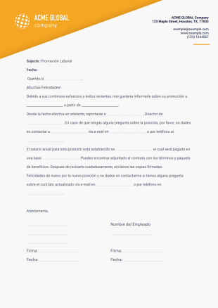 Carta de Promoción al Empleado - PDF Templates